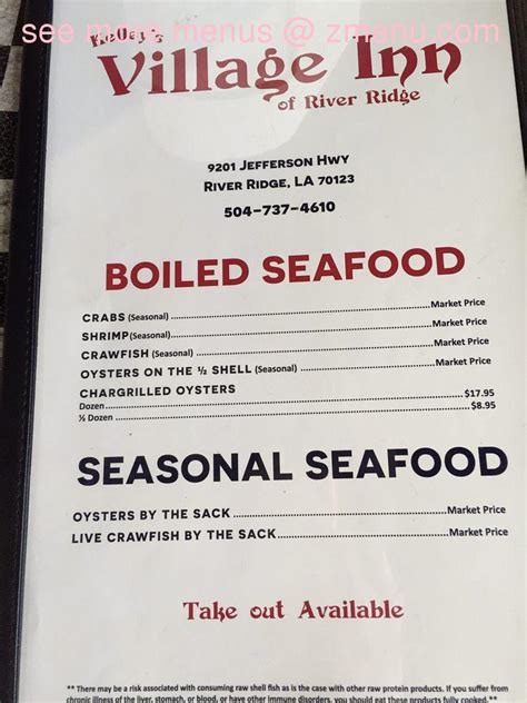 village inn river ridge menu.